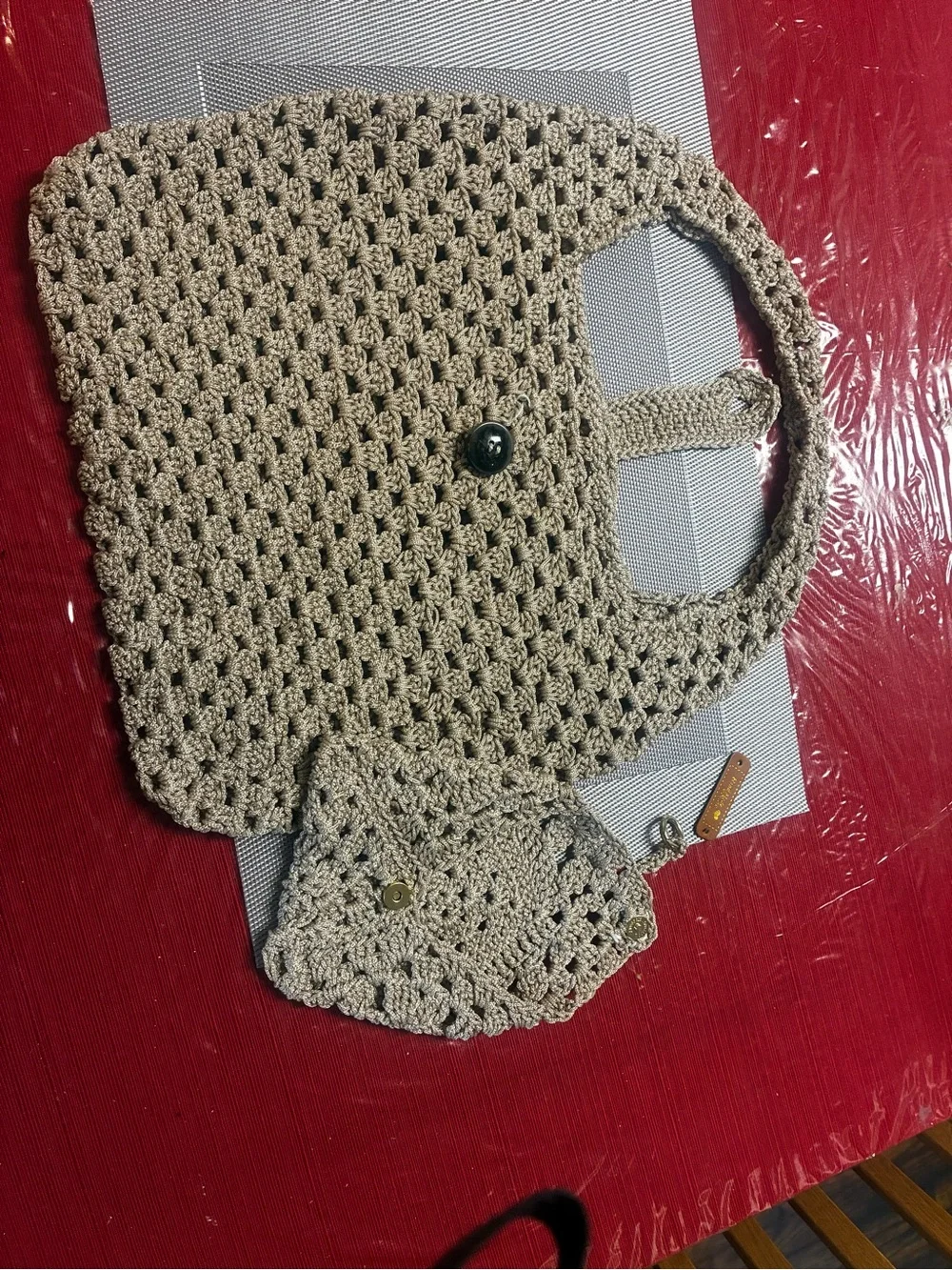 Handcrafted Crochet Tote Bag in Light Brown